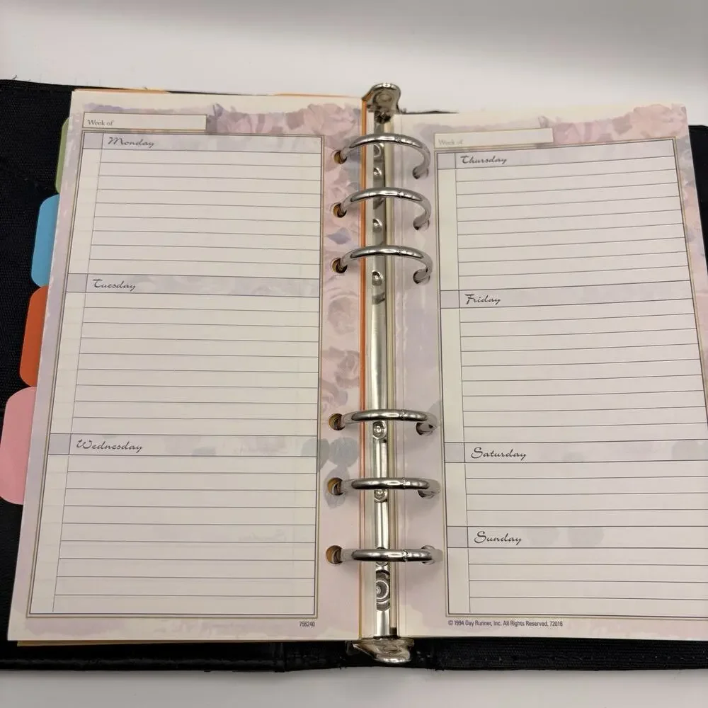 Day-Timer® Planner 1994 Vintage 6 ring lots of inserts 7.5x5.25 Unused